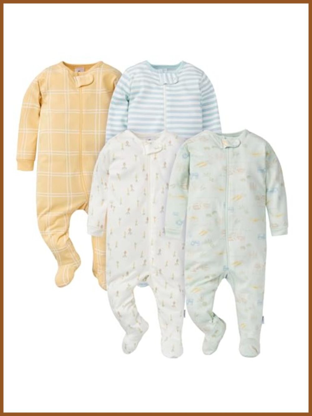 4-Pack Cotton Sleep N' Play Footies with Mitten Cuffs
